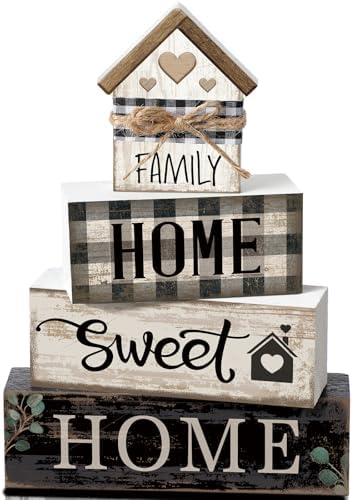 Moucuny 4 Pcs Farmhouse Table Decor Rustic Home Sweet Home Wooden Signs by Moucuny