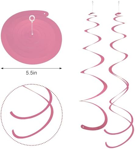 Pink Ceiling Swirl Foil Decorations Hanging Plastic Streamer Themed Swirl Party for Valentine's Carnival Celebration, Pack of 28 - Image 3