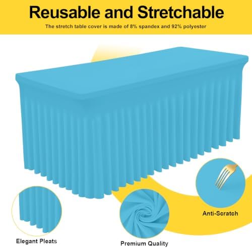 Smiry Spandex Elastic Fitted Table Cloth Skirt for 8FT Rectangle Table - Image 2