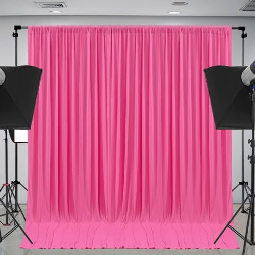 10x12ft Hot Pink Backdrop Curtain Panels for Parties - Wrinkle Free Polyester Photo Curtain Backdrop Wedding Back Drop Fabric Drapes for Party Decorations Background for Photography - Image 5