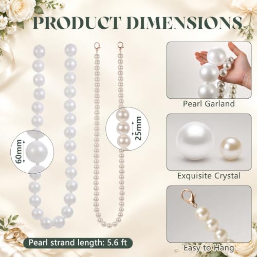 Canlierr 2 Pcs 5.6ft Christmas Giant Pearl Garland Decorations 25mm+60mm - Image 2