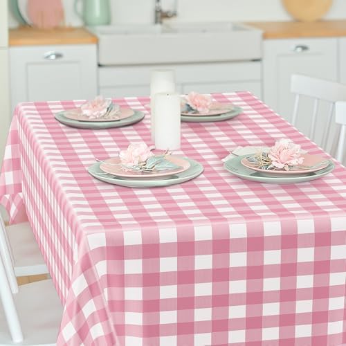 12Pack Table Cloth Rectangle Table, 54" x 108" Plastic Table Cloth Disposable, Waterproof Pink and White Checkered Table Cover for Outdoor Picnic Birthday Party Supplies Gathering BBQ Holiday Dinner - Image 6