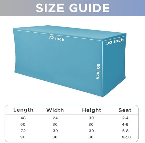 Rectangle Spandex Fitted Tablecloths For Vendor 4 Pcs 72X30 Inch Turquoise - Image 7