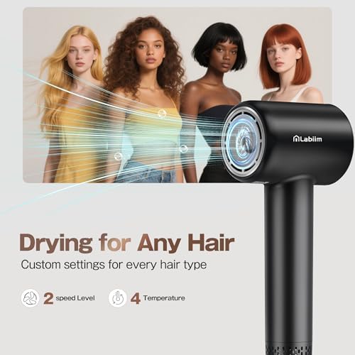 Labiim Hair Dryer, High-Speed Ionic Blow Dryer 110,000 RPM Motor, Black - Image 4