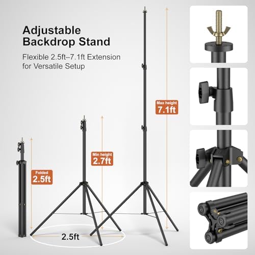 LINCO Lincostore Backdrop Support Stand Kit 10x7.1ft Adjustable Photography Studio Photo Background Support System with Carrying Bag for Green Screen Muslin, 4173-U (10ft Wide 7.1ft high) - Image 4
