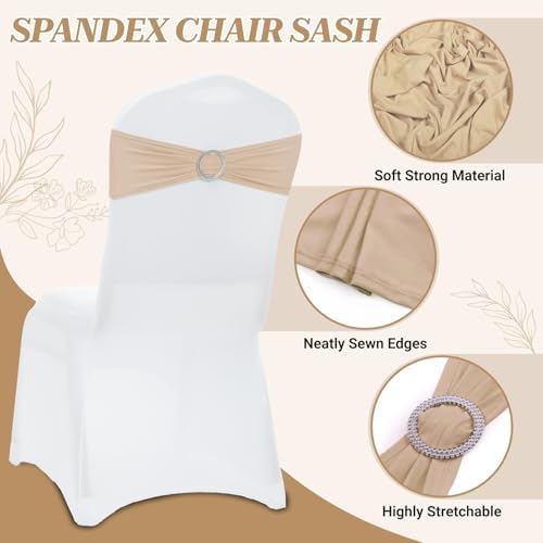 Pack of 125 Spandex Chair Sashes for Wedding Party & Event – Champagne Gold - Image 3