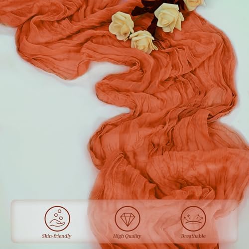 Orange Cheesecloth Table Runner 20 Pack 10FT Boho Fabric Rustic Cheese Cloth Table Runner for Wedding 20 x 120 Inch Long Bridal Shower Baby Shower Gauze Sheer Birthday Party Table Decorations - Image 5
