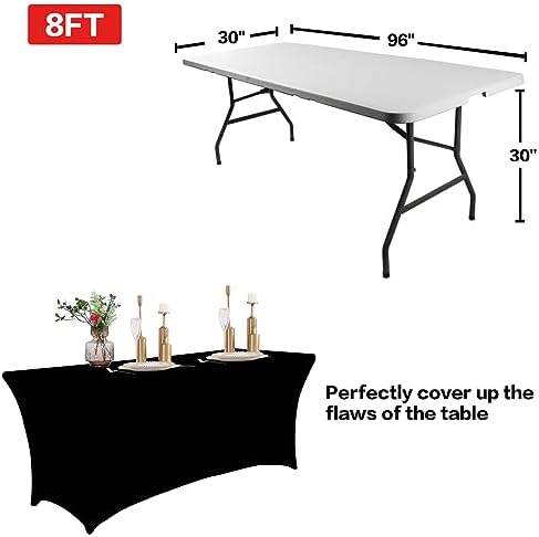 IVAPUPU 8FT Black Table Cloth for Rectangular Spandex Table Cover - Image 3