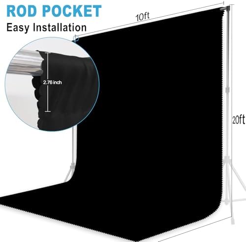 Black Photography Backdrop for Photoshoot, Fabric, 10x20 FT - Image 2