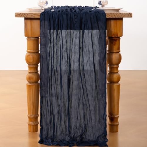 DeZerlor Navy Blue Cheesecloth Table Runners 6 Pack Christmas Runners - Image 4