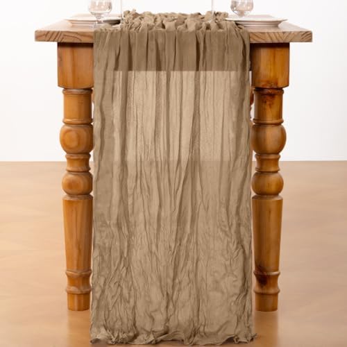 DeZerlor Nude Cheesecloth Table Runner 1 Pack Fall Runner - Image 3