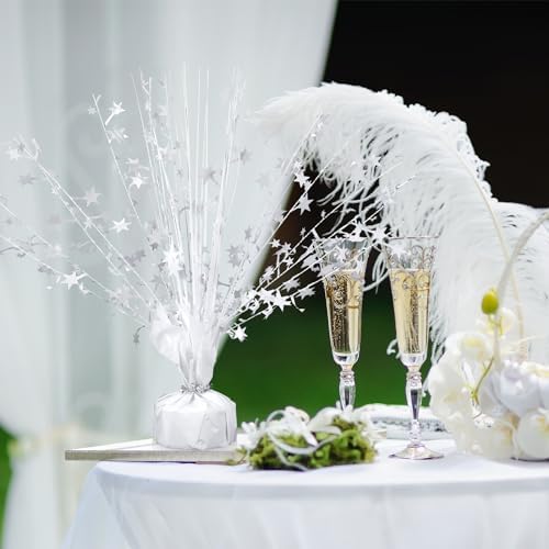 Crowye 6 Pcs White Metallic Foil Spray Centerpieces Wedding Table Decor - Image 6