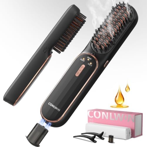 Cordless Hair Straightener Brush, Portable Travel Touch-Ups, S03 by PERSONALCARE