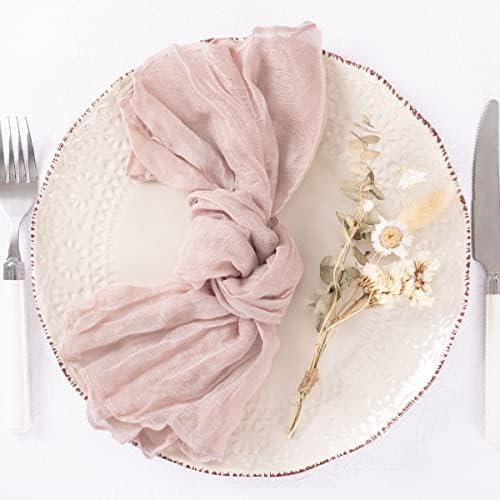DeZerlor Pink Washable Cheesecloth Napkins Set of 12 for Wedding Party - Image 3