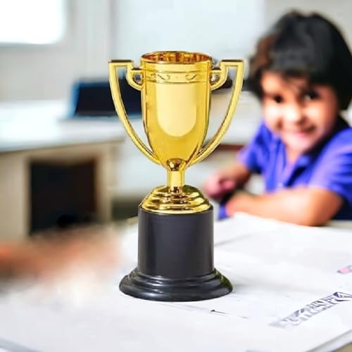 ZUGAR LAND Small Gold Trophies - Pack. (4") Plastic. Bulk Mini Trophy Cups. Great Olympic/Sports Participation Event Tournaments and Competitions Party Favors Themed Decoration - Image 3