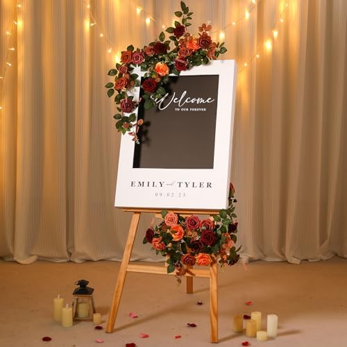 Garisey 5FT Terracotta Artificial Flower Garland Fall Floral Garland Burnt Orange Arch Rose Vine for Wedding Ceremony Party Backdrop Decor Arch Flowers Mantel Table Centerpieces Decorations - Image 6