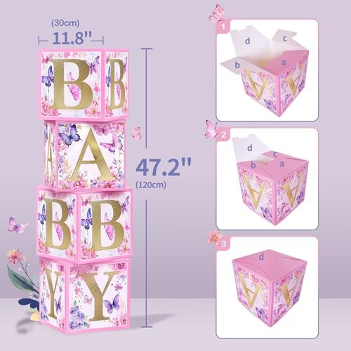126 pcs Butterfly Baby Shower Decorations For Girl,4 pcs Butterfly Balloon Boxes,Floral,Butterfly Aluminum Foil Balloons,Flower,"A little butterfly is on the way","Mommy to be" Sash - Image 6