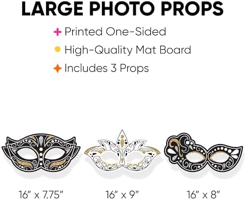 Big Dot of Happiness Masquerade - Mask Decorations - Venetian Mask Party Large Photo Props - 3 Pc - Image 3