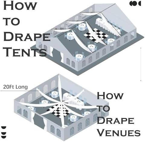 4 Panels 5ft(W) x 20ft(L) White Ceiling Drapes for Wedding Parties - Image 2