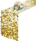 Pufogu 12 x 108 Inch Sequin Table Runner, Gold Glitter Premium Big Sequin Table Runners, Rectangle Table Runner for Halloween, Christmas, Wedding Party, Birthday Party, Banquet Decor (1 Pack). by Pufogu