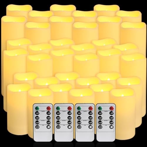 36-Pack Flickering Flameless Candles with Remote Control - LED Fake Candle Perfect for Wedding,Outdoor,Table,Halloween,Christmas Decor - Create a Magical Ambiance Effortlessly(Three Sizes) - Image 2