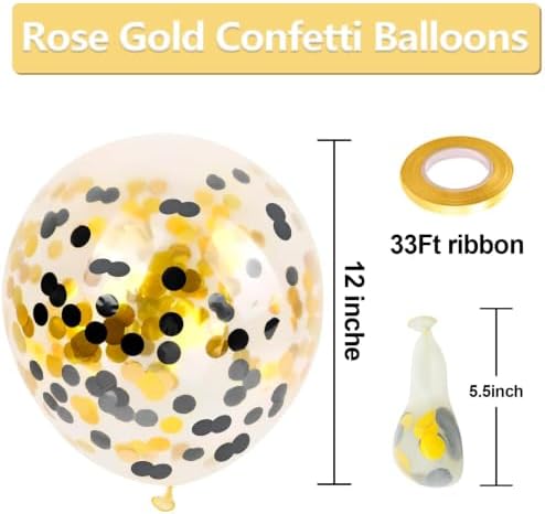 Bezente Black Gold Confetti Latex Balloons 60 Pack 12 inch - Image 2