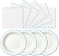 50 Pcs Blue and White Paper Plates and Napkins, 7 Inch Disposable Scalloped Plates & Napkins Party Supplies Cake Dessert Plate Tableware for Baby Shower Bridal Shower Wedding Birthday by Unknown