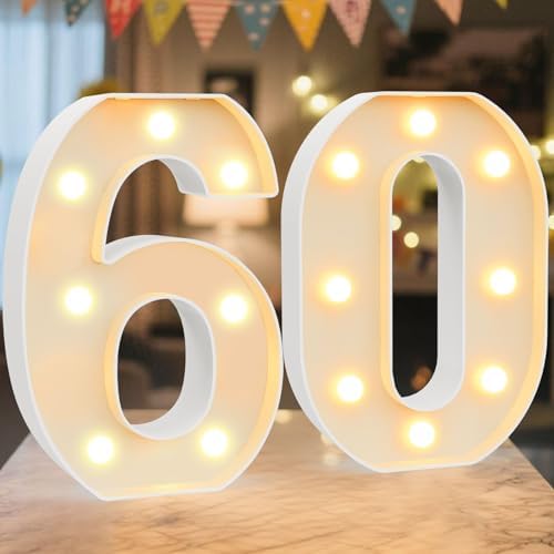 8.86 Inch Marquee Light Up Numbers 60 for Party Decorations by NANXU