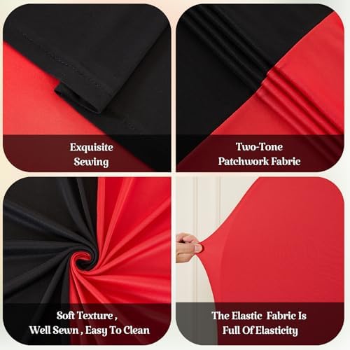 Red Black Arch Backdrop Cover for Wedding, Set of 2 Stretchy Spandex Fitted Arch Stand Cover for Baby Shower, Birthday Party Decor, Chiara Backdrop Cover with Double-Sided Design(7.2FT 6FT) - Image 5