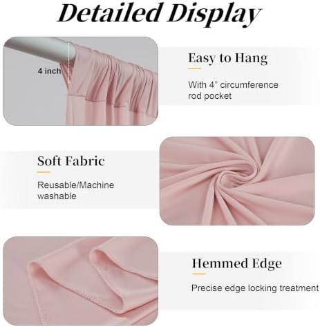 20ft x 12ft Dusty Pink Backdrop Curtains for Parties, Wrinkle Free 4 Panels Photo Backdrop Drapes Back Drop Cloth for Wedding Birthday Photography Background Decor - Image 4