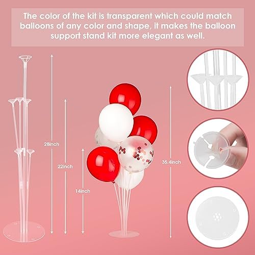 Voircoloria Balloon Stand Kit for Table Party Decor, 6 Sets, Red and White - Image 2