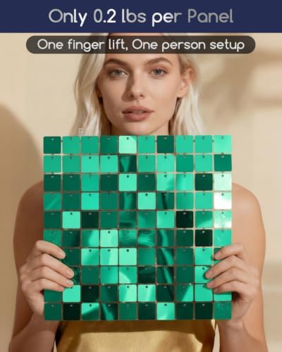 COKAOBE LiteGrid Series Shimmer Wall Backdrop - 24Pcs Emerald Green - Image 3