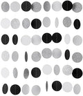 WEVEN Black White Silver Glitter Paper Garland Circle Dot Streamer Banner for Graduation Bridal Shower Wedding Birthday Party Decorations, 2.5" in Diameter, 20 Feet in Total by WEVEN