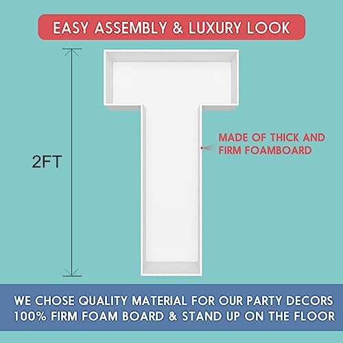 2FT DIY Mosaic Balloon Letter T Frame, Fillable Party Backdrop Decor - Image 2