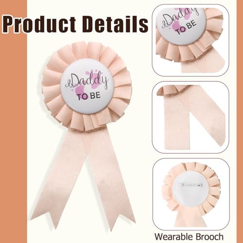 MILVOWOC 2 Pack Baby Shower Sash Set - Champagne Satin - Image 3