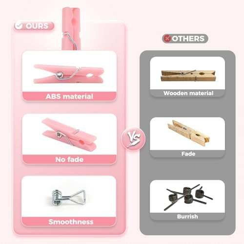 100PCS Baby Shower Games Clothespins Girl Plastic Clothes Pin Pink 1.37inch - Image 3
