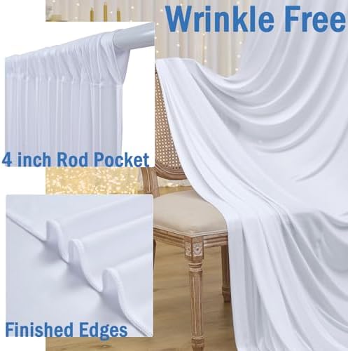 12ft x 10ft White Backdrop Curtains for Parties, Wrinkle Free 2 Panels Photo Backdrop Drapes Back Drop Cloth for Wedding Birthday Photography Background Decor - Image 5