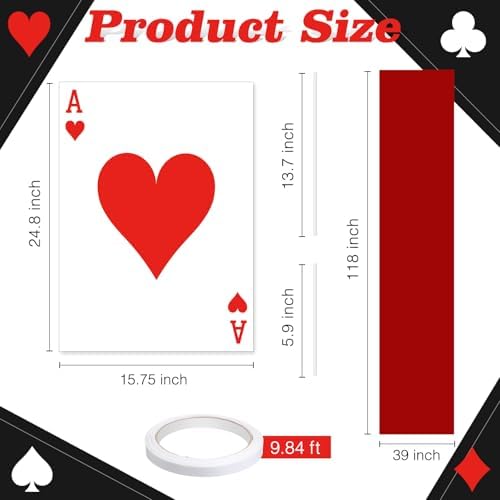 Reallnaive 8 Sets Casino Party Decor 4 A Poker Yard Sign and Runway Carpet - Image 4
