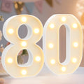 Pooqla Decorative LED Light Up Number Letters, White Plastic Marquee Number Lights Sign for 80th Birthday Party Wedding Decor, Battery Operated (80) by Pooqla