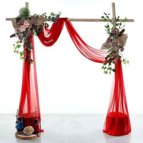 Pack of 1 Wedding Arch Drape Panel Fabric 30" x 50ft - Red - Image 2