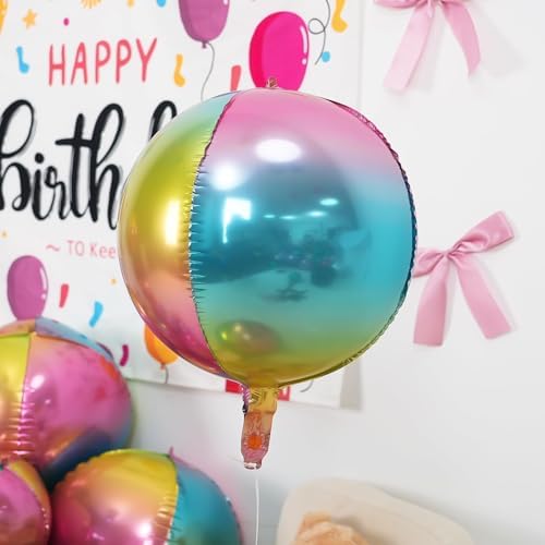 12PCS Gradient Rainbow Round Foil Balloons 22" 15" 10" Large Chrome Balloon - Image 6