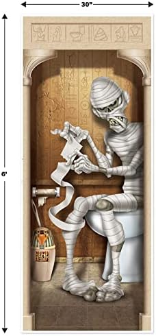 Beistle 2-Pack Mummy Restroom Door Covers, Spooky Halloween Bathroom Decorations, All-Weather Plastic for Haunted House and Trick-or-Treat, 5’ x 30” - Image 2