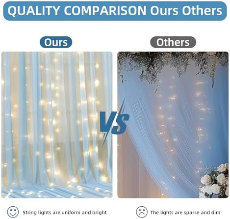 Wish Care 20x10FT Blue Wrinkle Free Backdrop Curtains with Lights String for Parties - Photo Curtain Backdrop with Lights for Wedding Decorations, Bridal Baby Shower Birthday Party Photography - Image 5