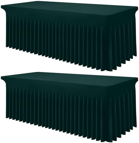 Smiry 2 Pack Spandex Elastic Fitted Table Cloth Skirt for 6FT Table by Smiry
