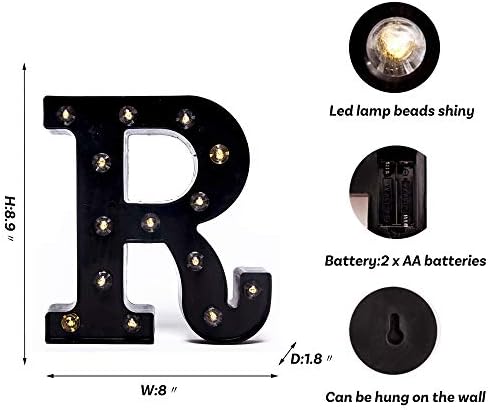 Foaky Black LED Marquee Number Lights Sign Light Up Marquee Number Lights Sign for Night Light Wedding Birthday Party Battery Powered Christmas Lamp Home Bar Decoration - Image 3