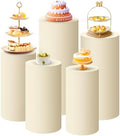 SaitiMade Set of 5 - Beige Cylinder Pedestal Stand Covers by SaitiMade
