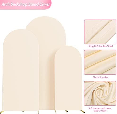 Wokceer Arch Backdrop Cover Arch Covers Strethy Backdrop Set of 3 Beige - Image 4