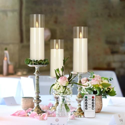 YOROXRG Flickering Flameless Candles Battery Operated with Remote and 2/4/6/8 H Timer Plexiglass LED Pillar Candles with Realistic Moving Wick for Home Decor Pack of 48 (D2.2 xH 5" 6" 7") (Ivory) - Image 5