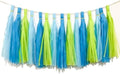 We Moment Green Blue and Light Blue Tissue Paper Tassels Party Tassel Garland Banner for Baby Shower Green Blue Party Decorations, DIY Kits,15PCS by We+Moment