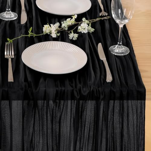 Black Table Runner Halloween Fall Cheesecloth Table Runner Gothic Decor - Image 5